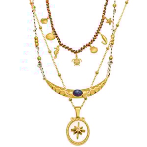1 Piece Chic Stainless Steel Gold Color Natural Stone Women's Pendant Necklaces h5 Picture9
