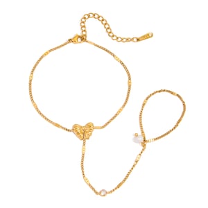 1 Piece Romantic Bow Knot Stainless Steel Gold Color Women's Chain Bracelets h5