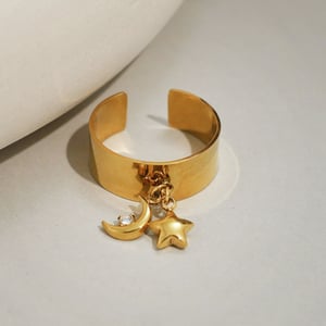 1 Piece Simple Series Classic Moon Stainless Steel   Gold Color  Statement Rings h5 Picture9