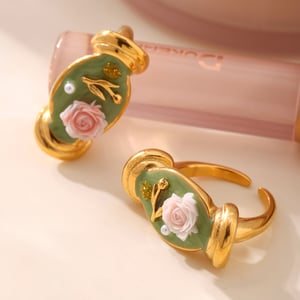1 Piece Romantic Series Flower Stainless Steel Gold Color Statement Rings h5 Picture3