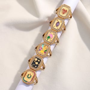 1 Piece Retro Tarot Stainless Steel Gold Color Statement Ring h5 Picture3