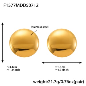 1 Pair Minimalist Heart Stainless Steel Gold Color Women's Stud Earrings h5 