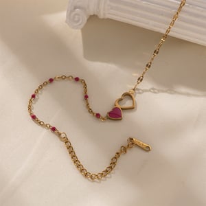 1 Piece Romantic Series Sweet Heart Stainless Steel Gold Color Charm Bracelet h5 Picture4