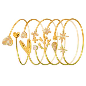 1 Piece Vacation Coral Stainless Steel Gold Color Women's Bangles h5 Picture8