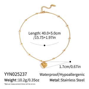 1 Piece Heart Stainless Steel Gold Color Pendant Necklace h5