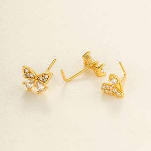 1 Stück Herz Kupfer Gold Farbe Zirkon Nasenstecker h5 Bild3