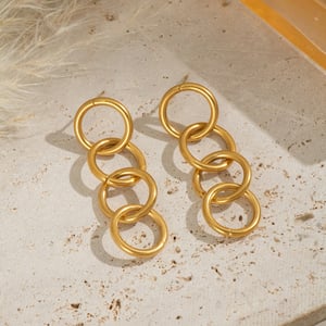 1 par de pendientes sencillos de acero inoxidable con forma circular para mujer, color dorado h5 Imagen2