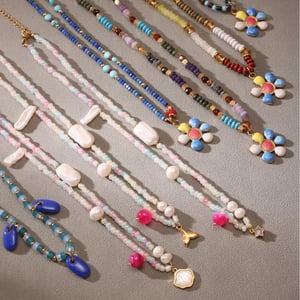 1 Piece Bohemian Flower Natural Stones Gold Color Women's Beaded Necklaces h5 Picture5