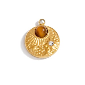 1 Piece Simple  Natural Sun Stainless Steel  Gold Color Women's Pendants h5