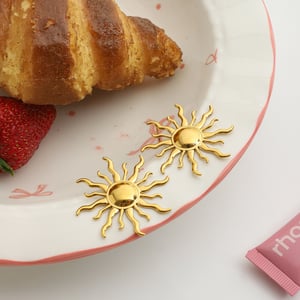 1 Pair Classic Sun Stainless Steel Gold Color Women's Stud Earrings h5 Picture6