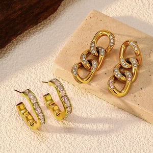 1 Pair Irregular Shape Stainless Steel  Gold Color Drop Earrings h5 Picture2