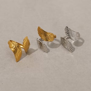 1 Stück Simple Series Natural Wings Edelstahl Statement Ringe für Damen h5 Bild3