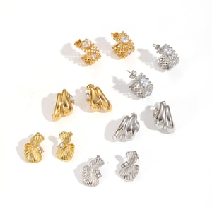 1 Pair Designable Irregular Shape Stainless Steel Gold Color Women's Stud Earrings h5 Picture4