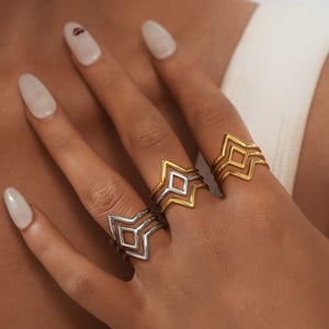 1 Piece Simple Series Simple Woven Stainless Steel   Gold Color  Minimalist Rings h5 Picture7