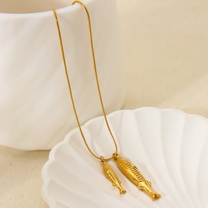1 Piece  Vacation Turtle Fish Stainless Steel  Gold Color  Pendant Necklaces h5 Picture4