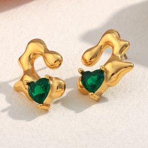 1 Pair Luxurious Series Heart Shape Stainless Steel Gold Color Women's Stud Earrings h5 Picture3