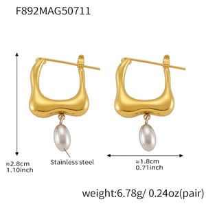 1 Pair Irregular Shape Stainless Steel Gold Color Women's Drop Earrings h5 Picture2