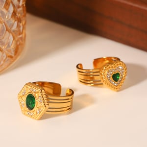 1 Pair Simple Series Daily Heart Stainless Steel  Statement Rings h5 Picture7