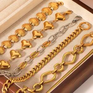 1 Pair Simple Series Daily Geometric Stainless Steel Women's Chain Bracelets h5 Picture3