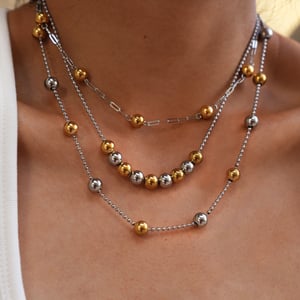 1 Piece Simple Series Simple Beads Stainless Steel Beaded Necklaces h5 Picture5