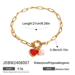 1 Piece Romantic Heart Stainless Steel Gold Color Charm Bracelet h5