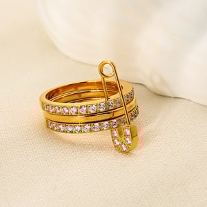 1 Pair Luxurious Series Punk Geometric Stainless Steel  Women's Ring h5 Picture3