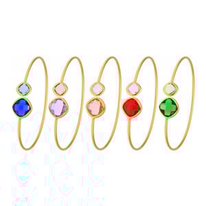 1 Pair Luxurious Rectangle Stainless Steel Gold Color Women's Bangles h5 Picture10