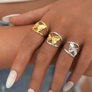 1 Piece Simple Series Casual Butterfly Stainless Steel   Gold Color  Minimalist Rings h5 Picture5