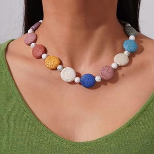 1 Piece Colorful Series White Turquoise Women's Beaded Necklaces h5 Picture5