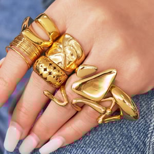 1 Stück moderne Statement-Ringe aus Edelstahl in unregelmäßiger Form, Farbe Gold h5 Bild6