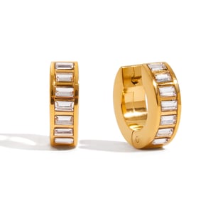 1 Pair Luxurious Solid Color Stainless Steel Gold Color Women's Hoop Earrings h5