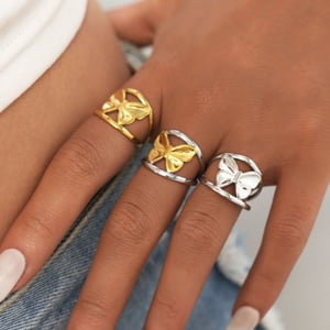 1 Piece Simple Series Casual Butterfly Stainless Steel   Gold Color  Minimalist Rings h5 Picture4