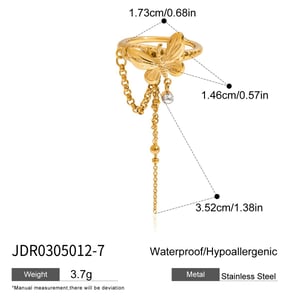 1 Piece Modern Tassel Stainless Steel Gold Color Statement Rings h5