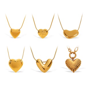 1 Piece Heart Stainless Steel  Gold Color Pendant Necklace h5 Picture6