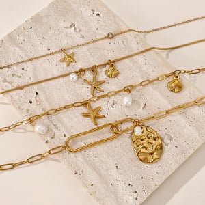1 Stück Halskette mit Seestern-Anhänger aus Edelstahl in Goldfarbe h5 Bild7