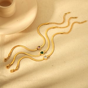 1 Pair Romantic Series Classic Heart Stainless Steel  Chain Bracelets h5 Picture2