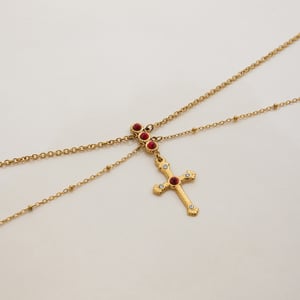 1 Piece Luxurious Cross Red Stainless Steel Gold Color Women's Layered Necklaces h5 Picture7