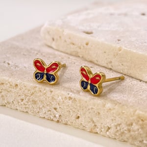 1 Paar Ohrstecker in Schmetterlingsform aus Edelstahl in Goldfarbe h5 Bild6