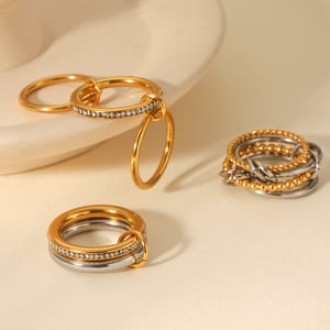 1 Pair Simple Series Daily Geometric Stainless Steel  Statement Rings h5 Picture4
