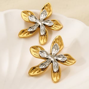 1 Pair Luxurious  Retro Flower Stainless Steel  Women's Stud Earrings h5 Picture3
