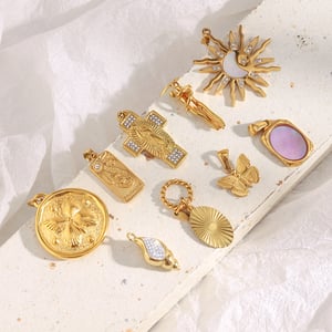 1 Pair Simple Series Cute Sun DIY Stainless Steel   Gold Color  Women's Pendants h5 Picture2