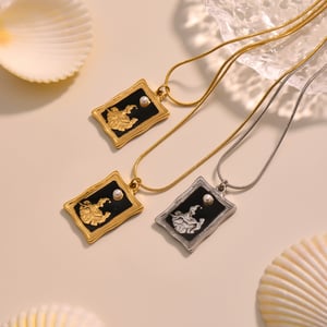 1 Piece Retro Rectangle Stainless Steel Gold Color Women's Layered Necklaces h5 Picture3