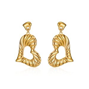 1 Pair Heart Stainless Steel Gold Color Drop Earrings h5 Picture5