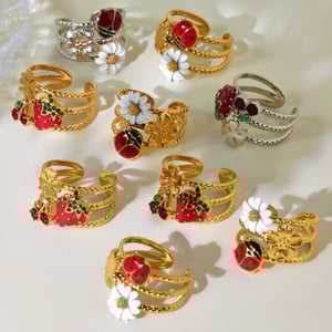 1 Piece Vivid Insect Stainless Steel Gold Color Zircon Statement Rings h5 Picture2