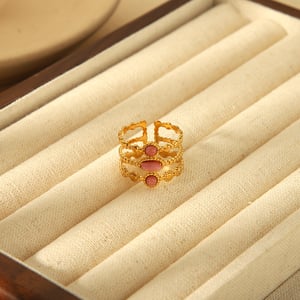 1 Pair Luxurious Series Retro Geometric Stainless Steel  Wmoen's  Rings h5 Picture4