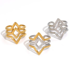 1 Piece Simple Series Simple Woven Stainless Steel   Gold Color  Minimalist Rings h5 Picture6