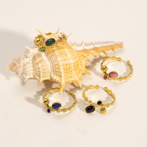 1 Piece Classic  Daily Irregular Shape Stainless Steel  Natural Stone Women's Gemstone Rings h5 Picture3