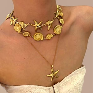 1 Piece Starfish Stainless Steel Gold Color Pendant Necklace h5 Picture3