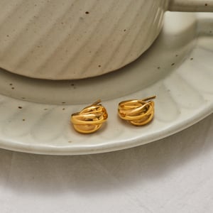 1 Pair Simple Twist Stainless Steel Gold Color Women's Hoop Earrings h5 Picture4