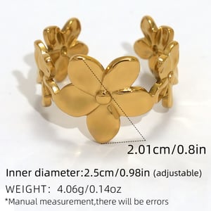 1 Piece Simple  Elegant Flower Stainless Steel  Gold Color  Minimalist Rings h5 Picture2